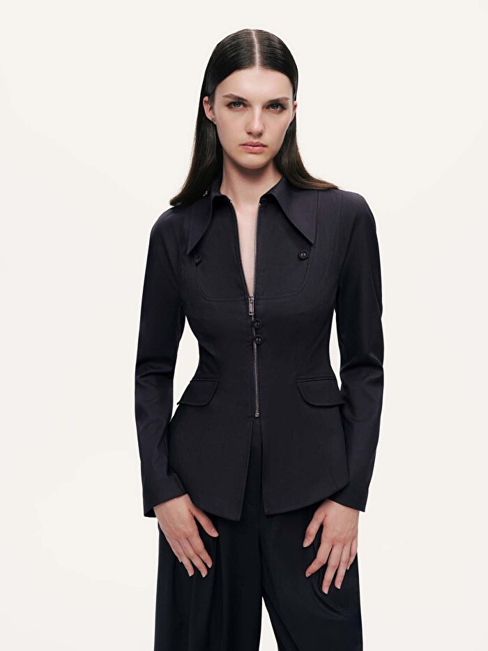 Nocturne Fermuar ve Düğme Detaylı Ceket