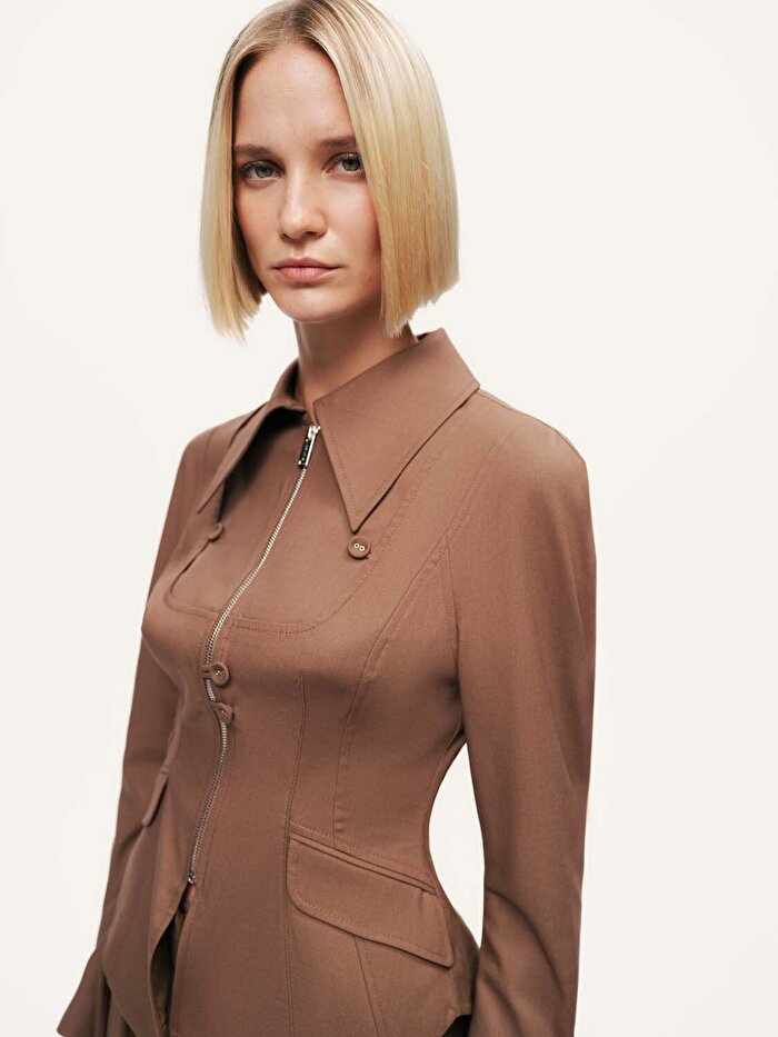 Nocturne Fermuar ve Düğme Detaylı Ceket