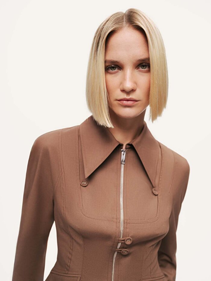 Nocturne Fermuar ve Düğme Detaylı Ceket