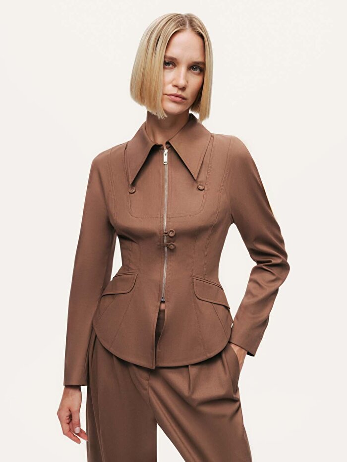 Nocturne Fermuar ve Düğme Detaylı Ceket