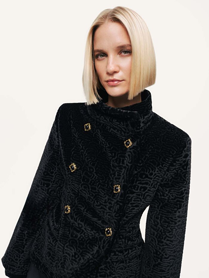 Nocturne Dik Yaka Kadife Ceket