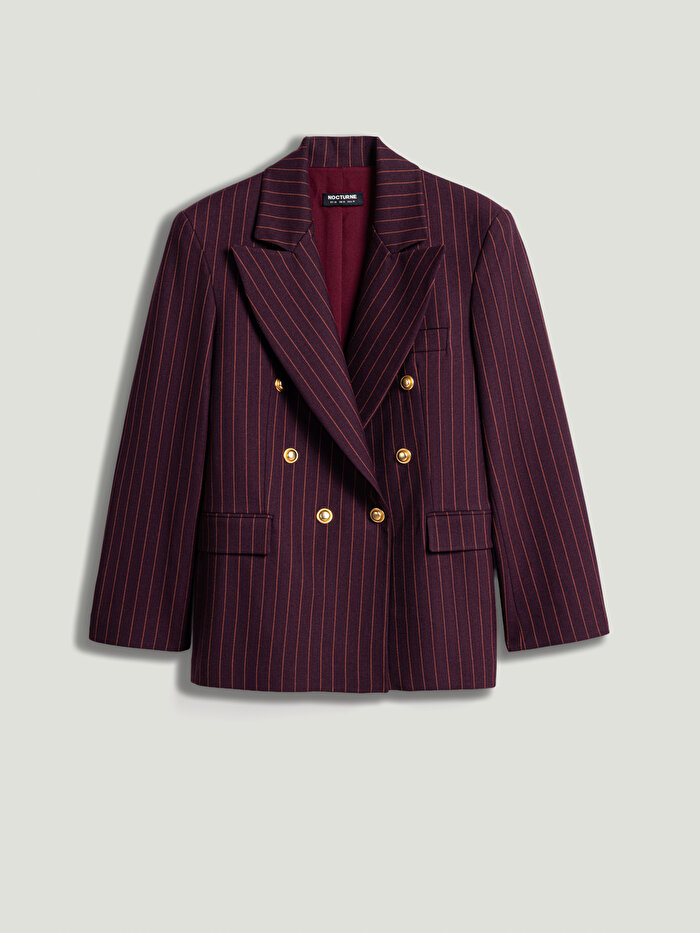 Nocturne Kruvaze Çizgili Blazer Ceket