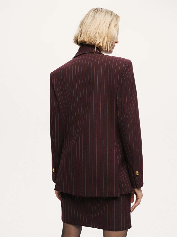 Nocturne Kruvaze Çizgili Blazer Ceket