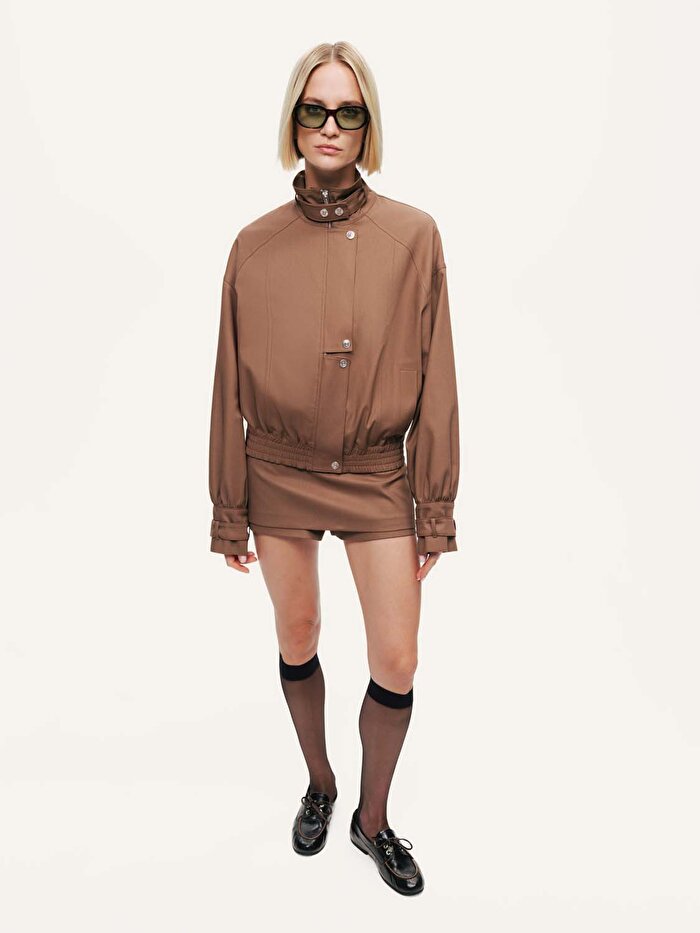 Nocturne Kemerli Yüksek Yakalı Ceket