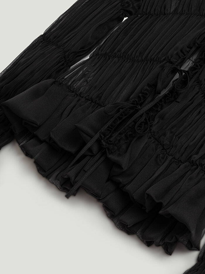 Nocturne Büzgülü Transparan Bluz