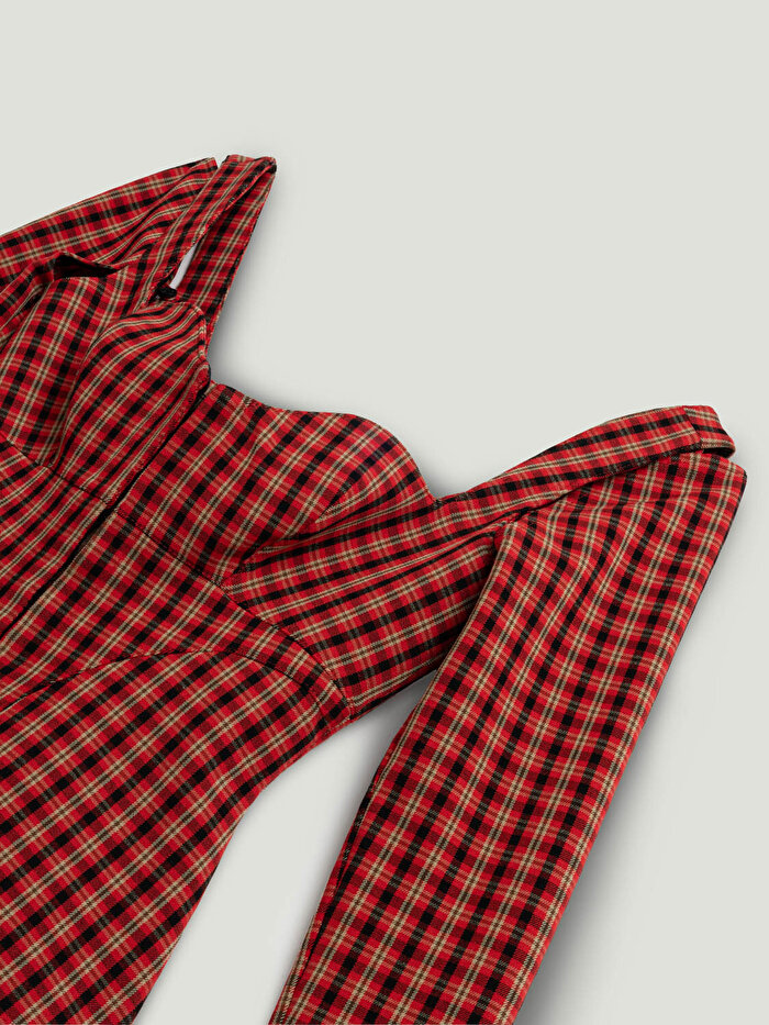 Nocturne Ekoseli Korse Tasarımlı Bluz