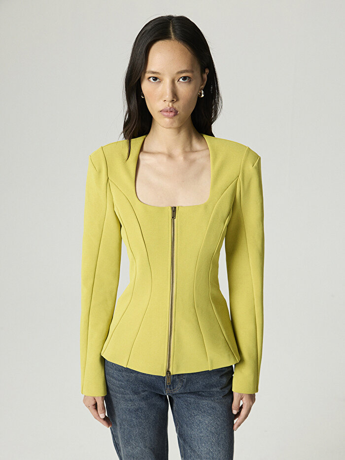 Nocturne Fermuar Detaylı Vatkalı Bluz