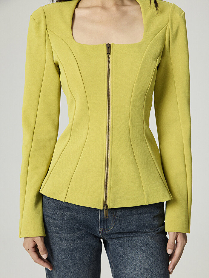 Nocturne Fermuar Detaylı Vatkalı Bluz