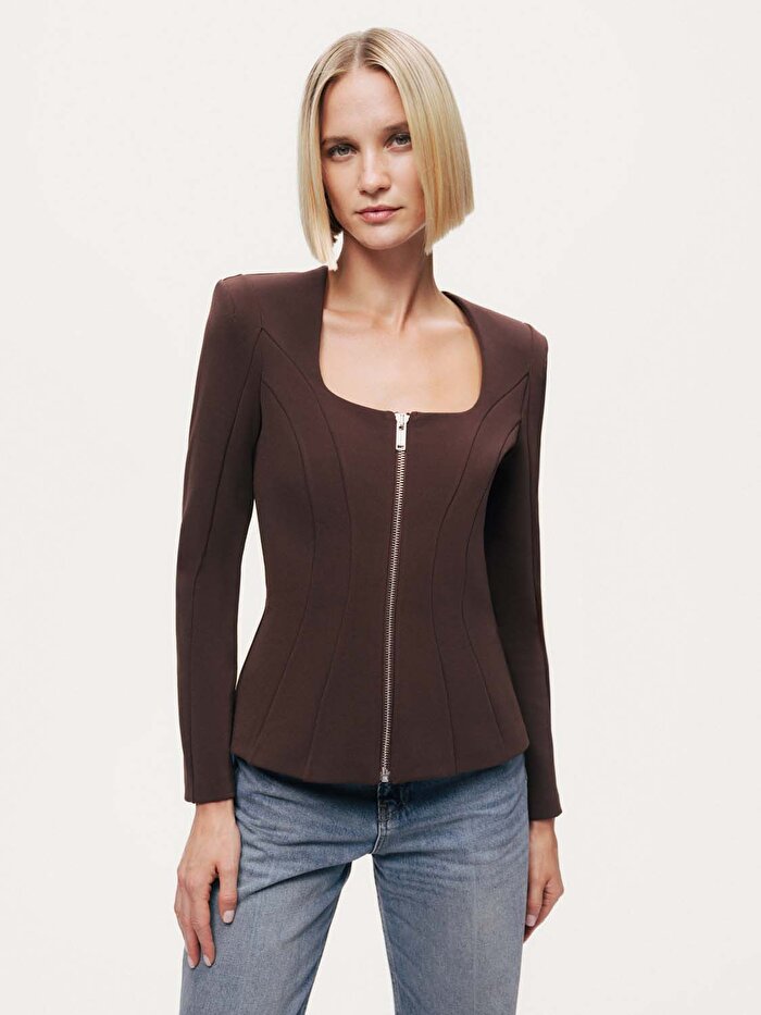 Nocturne Fermuar Detaylı Vatkalı Bluz