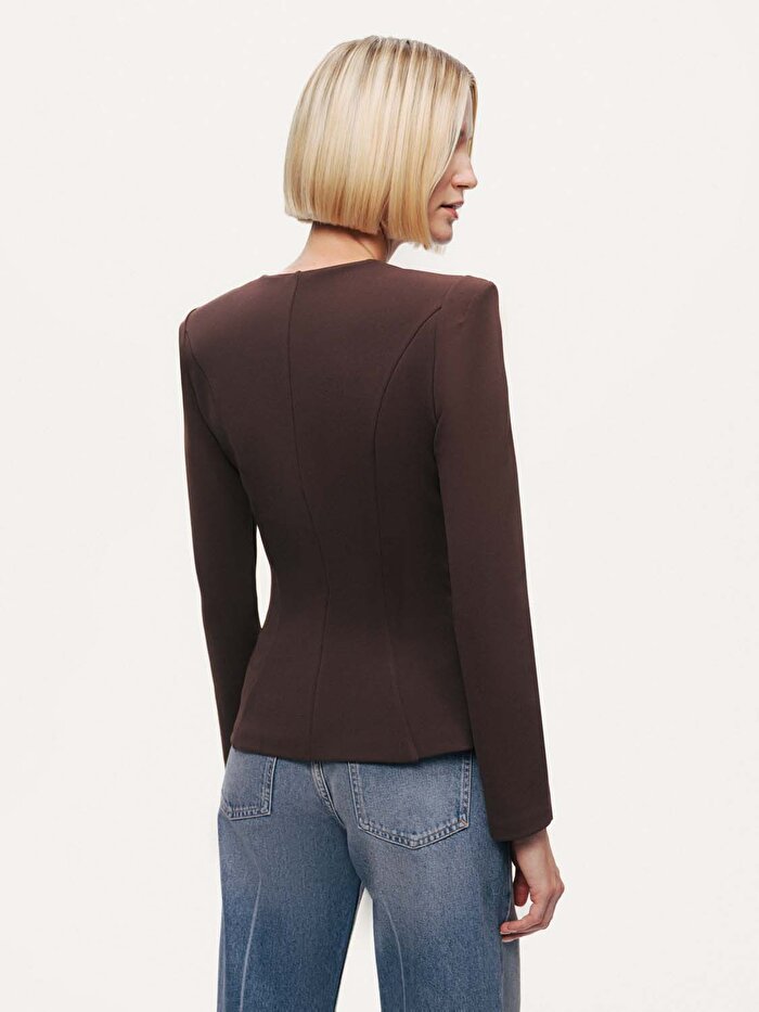 Nocturne Fermuar Detaylı Vatkalı Bluz