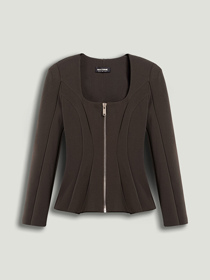 Nocturne Fermuar Detaylı Vatkalı Bluz