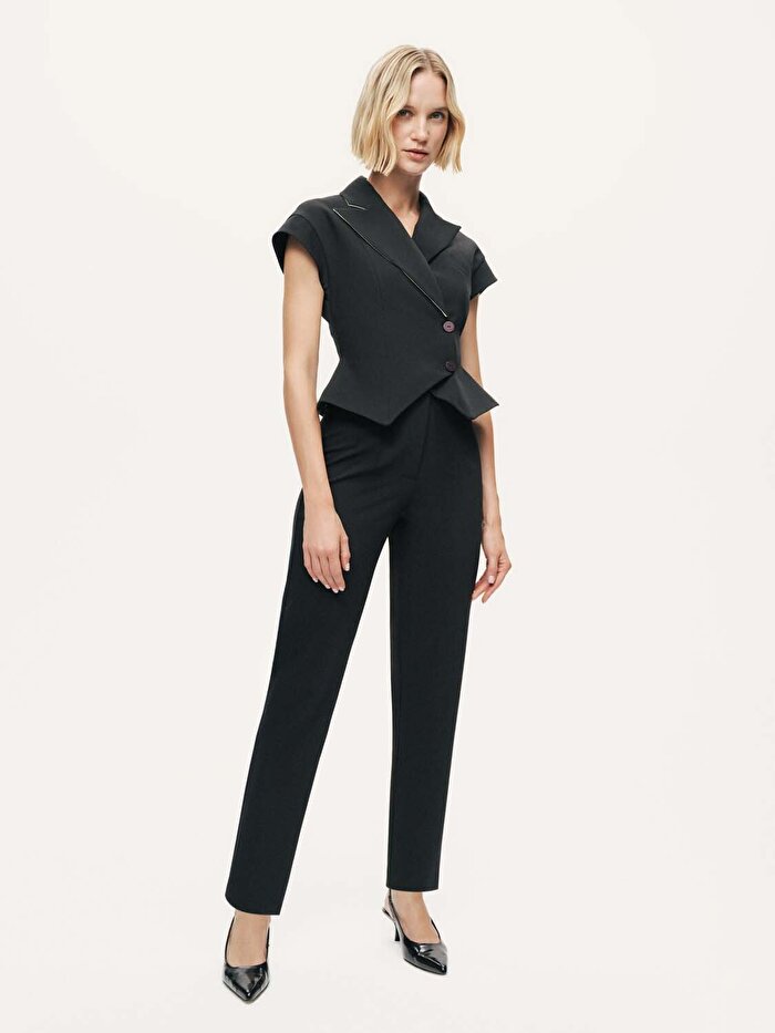 Nocturne Katlı Kruvaze Yaka Yelek