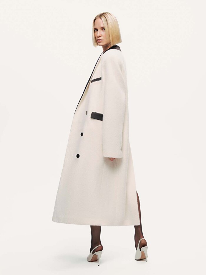 Nocturne Kontrast Detaylı Maxi Kaban