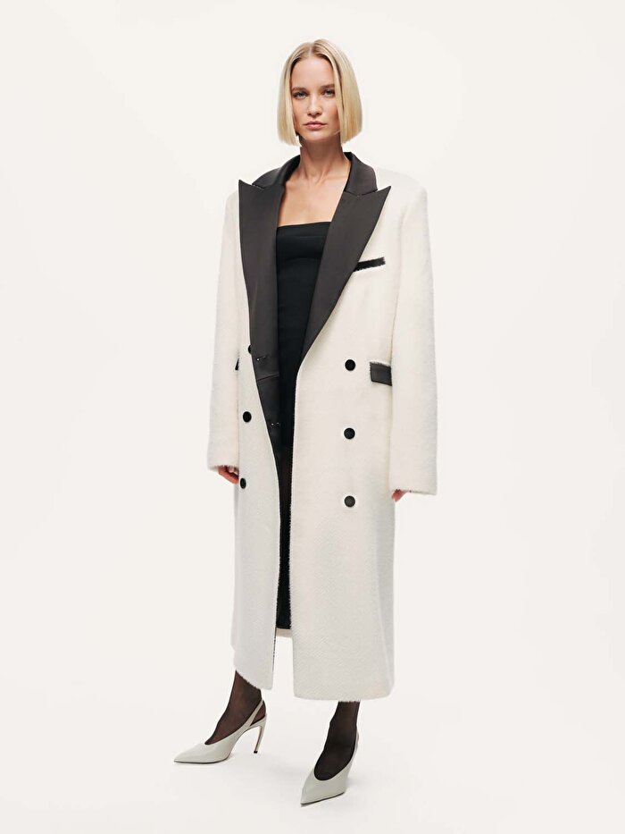 Nocturne Kontrast Detaylı Maxi Kaban