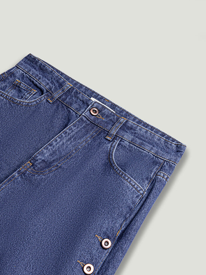 Nocturne Metal Düğme Detaylı Denim Pantolon