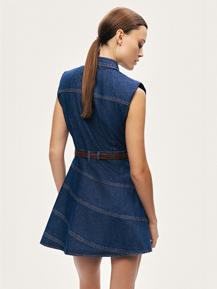 Nocturne Kemer Detaylı Mini Denim Elbise
