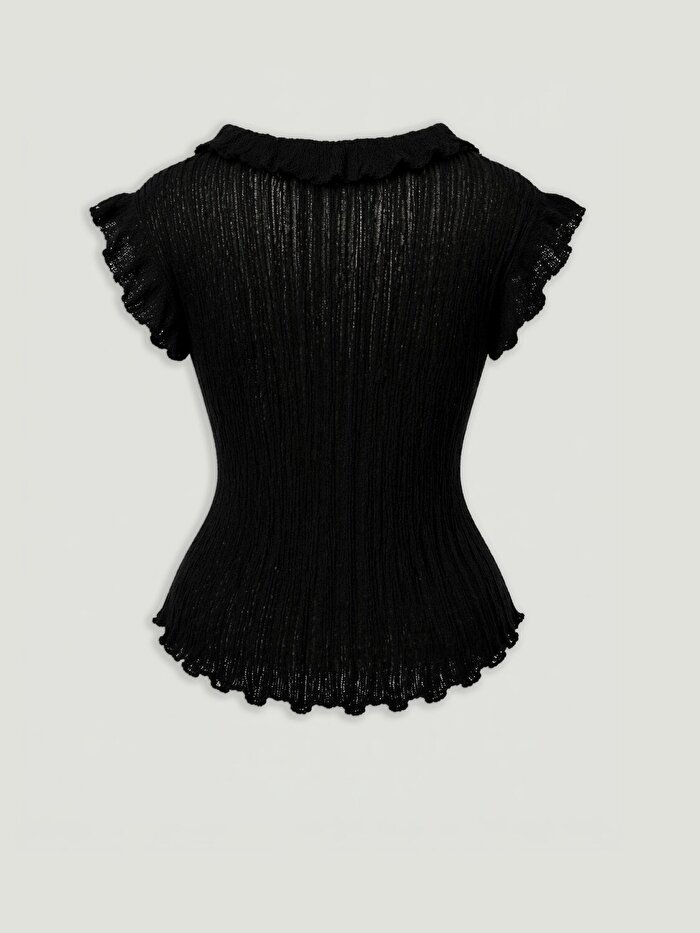 Nocturne Fırfır Detaylı V Yaka Triko