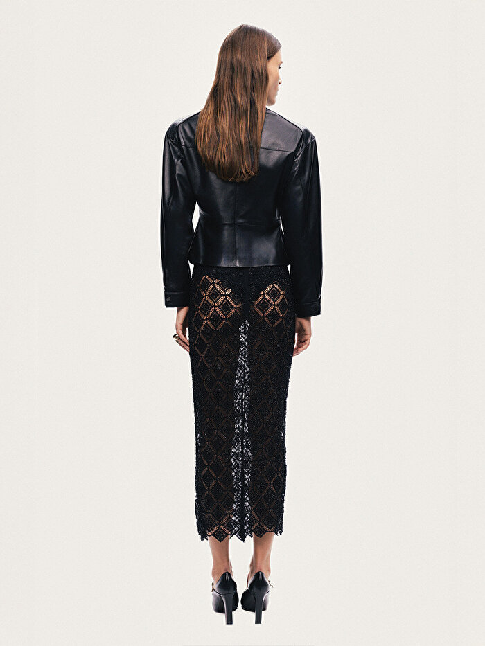 Nocturne Balenli Vatkalı Deri Ceket