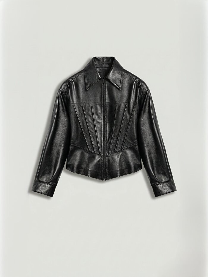 Nocturne Balenli Vatkalı Deri Ceket