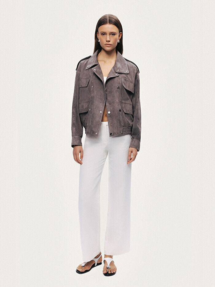 Nocturne Dik Yaka Süet Ceket