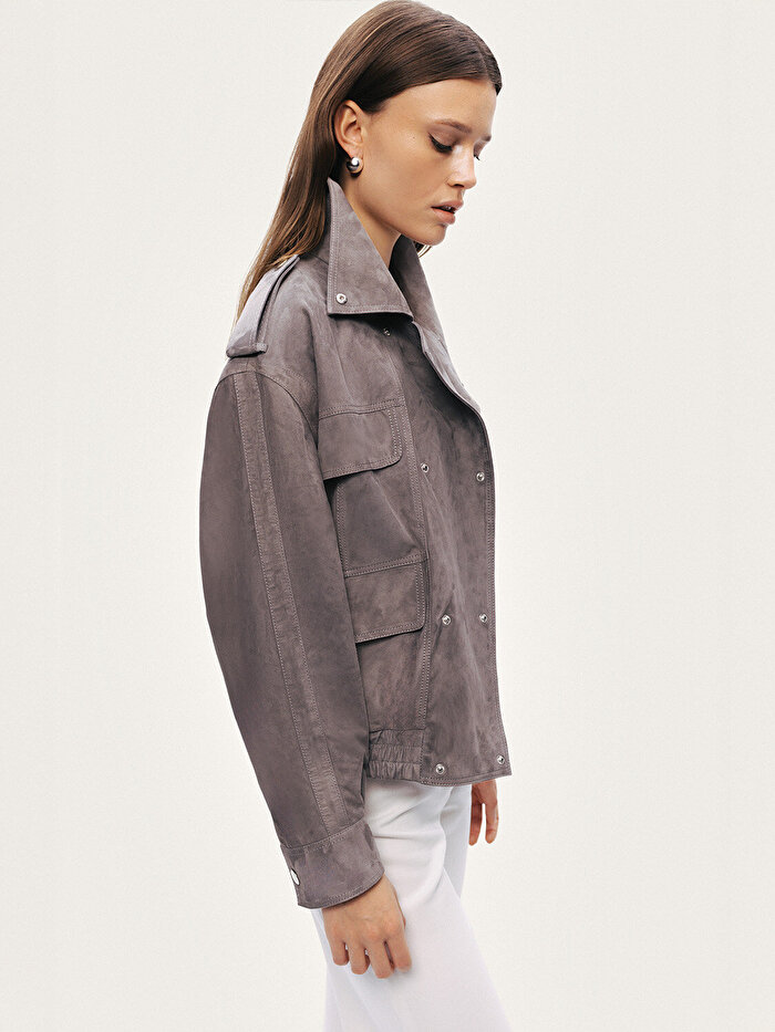 Nocturne Dik Yaka Süet Ceket