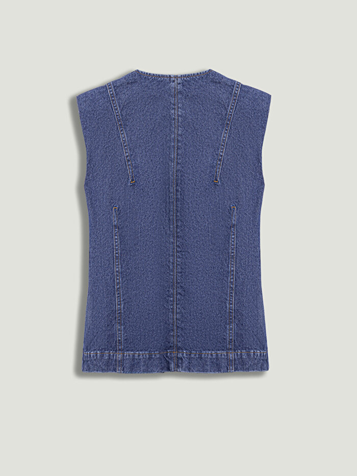 Nocturne Metal Düğmeli Denim Yelek