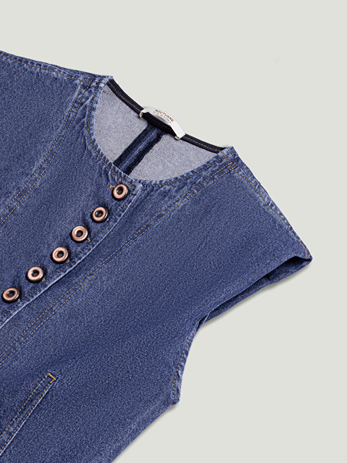 Nocturne Metal Düğmeli Denim Yelek