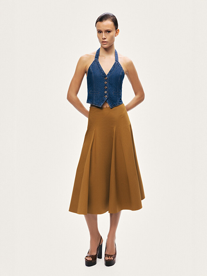 Nocturne Boyundan Bağlamalı Denim Yelek