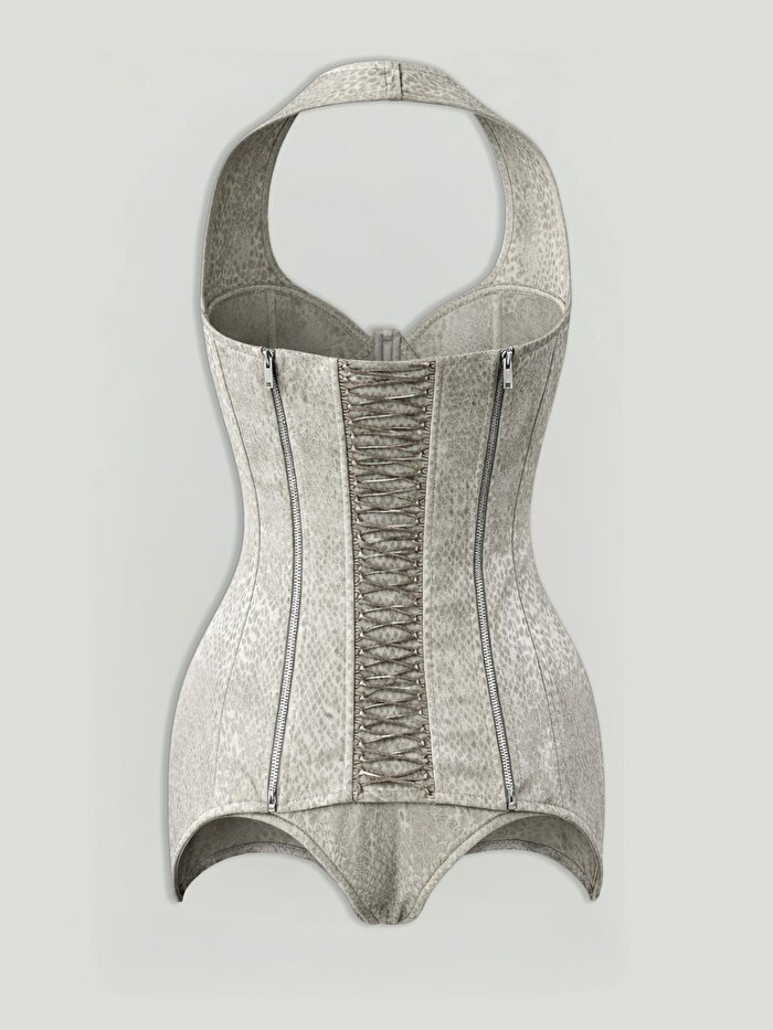 Nocturne Yılan Desenli Balenli Korse Body