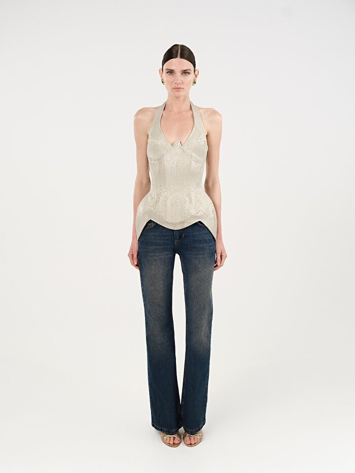 Nocturne Yılan Desenli Balenli Korse Body