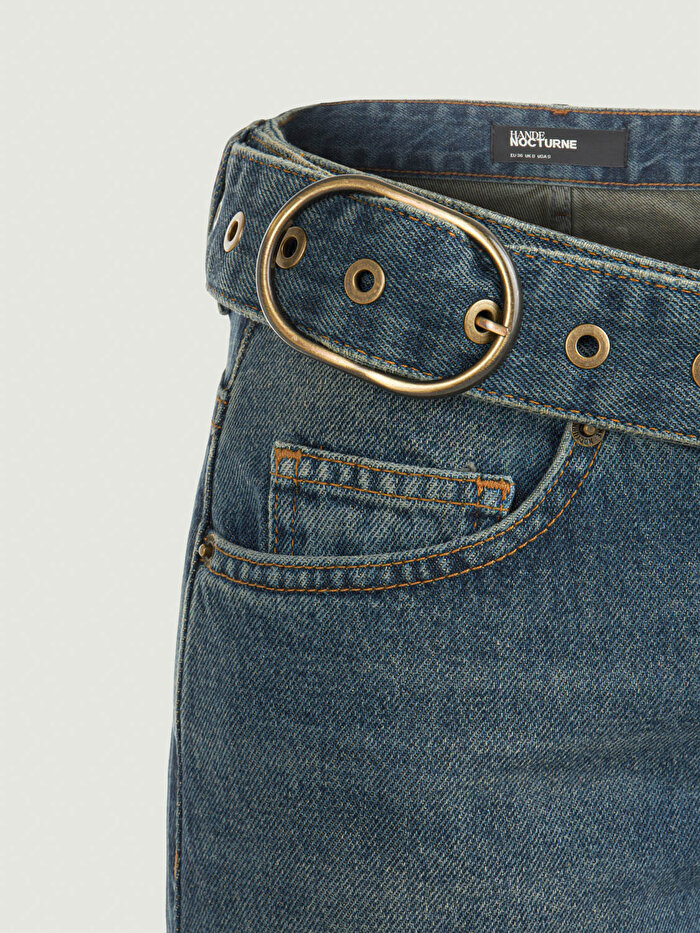 Nocturne Kemer Detaylı Denim Pantolon