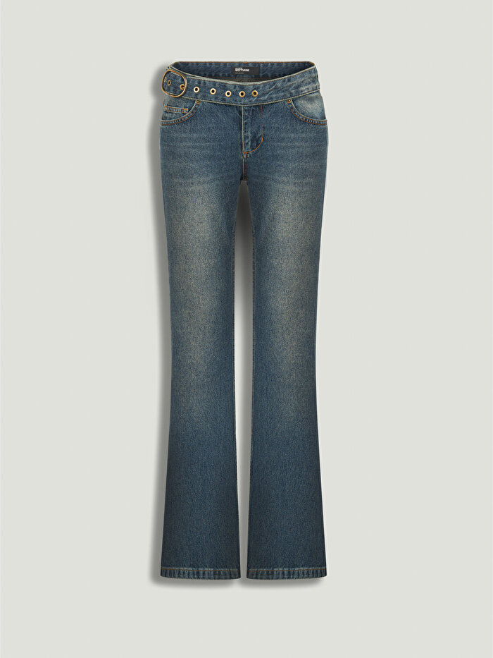 Nocturne Kemer Detaylı Denim Pantolon