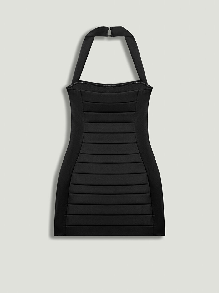 Nocturne Plise Detaylı Aksesuarlı Mini Elbise