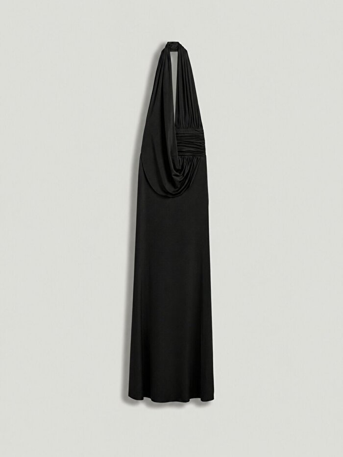 Nocturne Drape Detaylı Halter Yaka Maxi Elbise