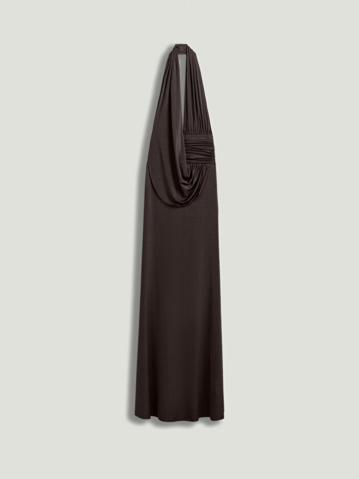 Nocturne Drape Detaylı Halter Yaka Maxi Elbise