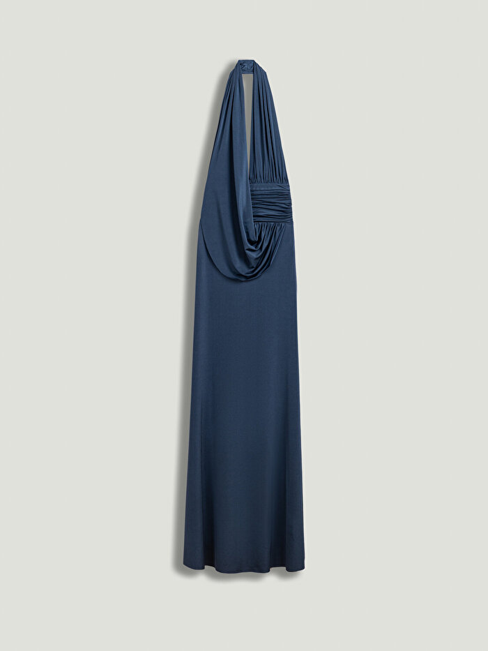 Nocturne Drape Detaylı Halter Yaka Maxi Elbise
