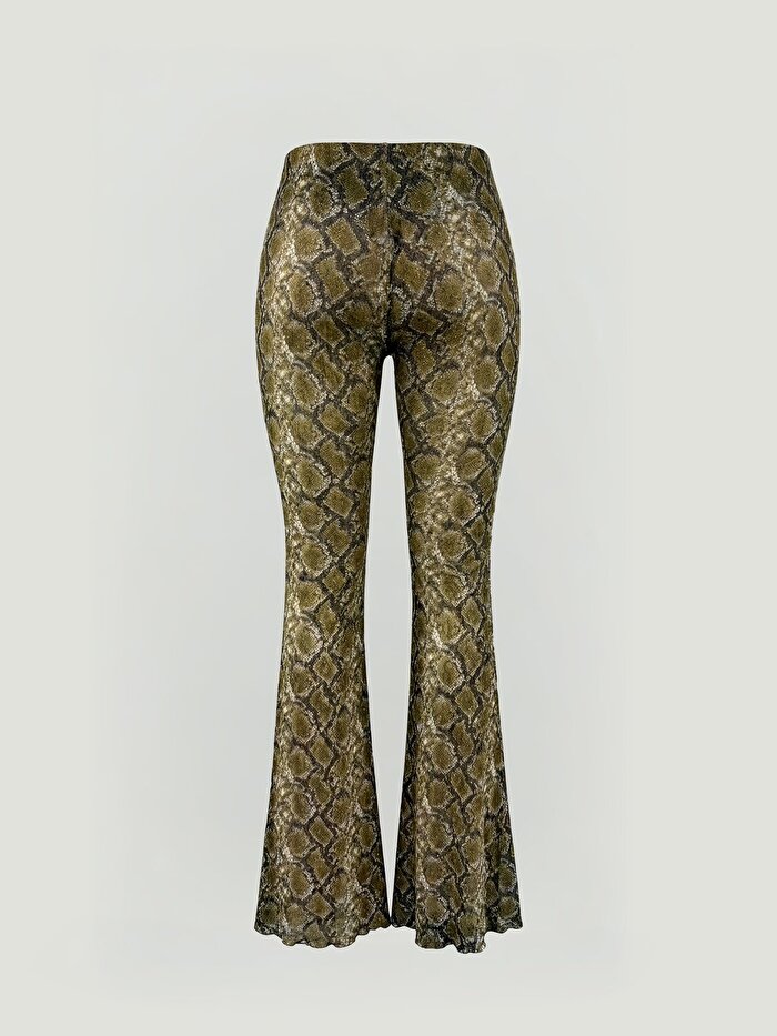Nocturne Yılan Desenli Flare Pantolon