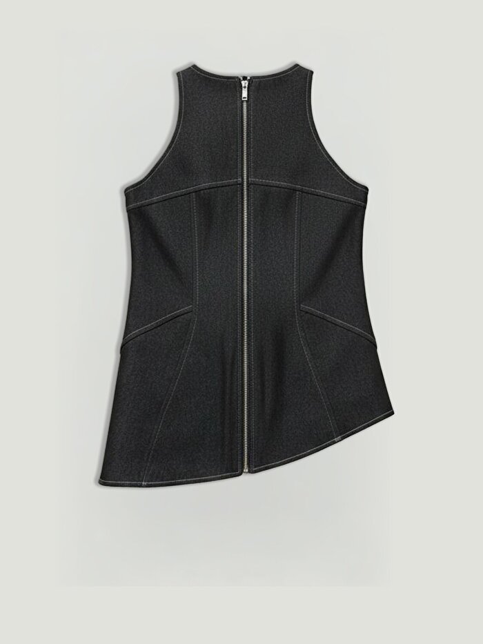 Nocturne Halter Yaka Denim Bluz