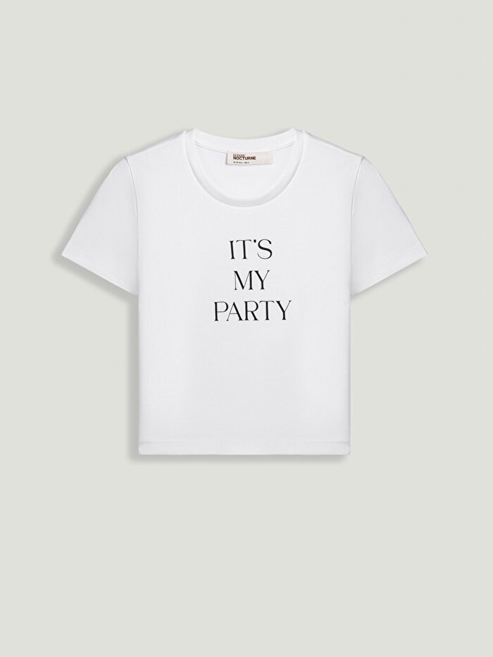 Nocturne Bisiklet Yaka Crop Tişört