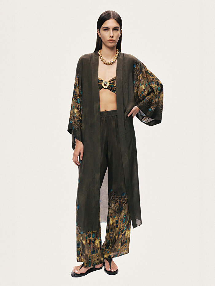 Nocturne Desenli Maxi Kimono