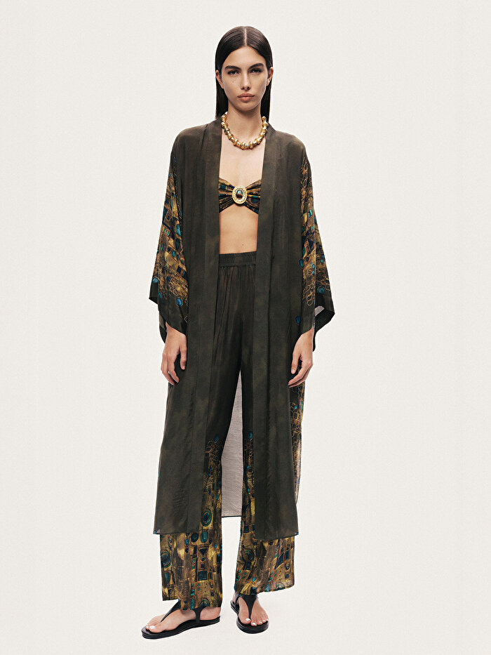 Nocturne Desenli Maxi Kimono