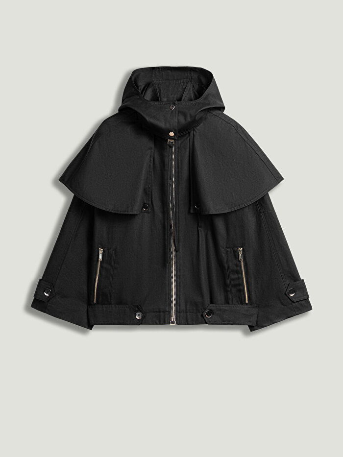 Nocturne Pelerin Detaylı Kapüşonlu Trençkot