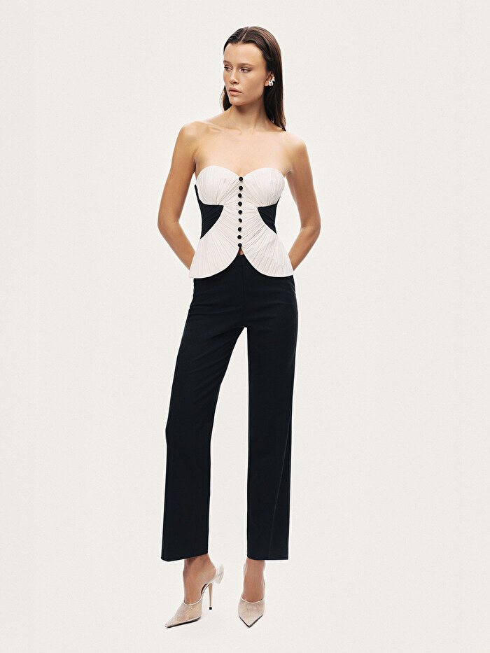 Nocturne Düğme Detaylı Kontrast Büstiyer