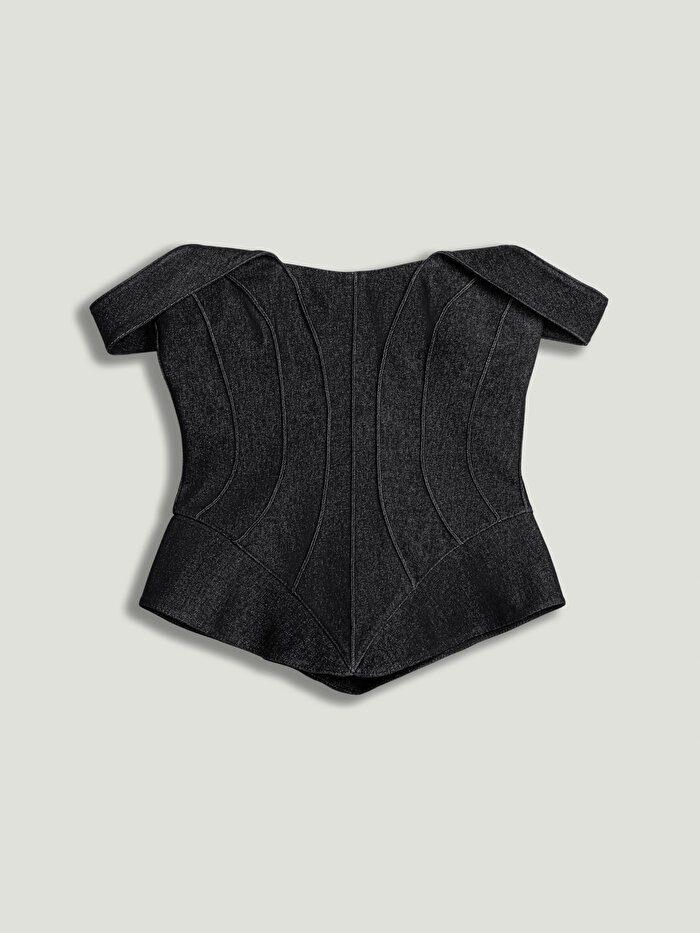 Nocturne Korse Görünümlü Denim Büstiyer