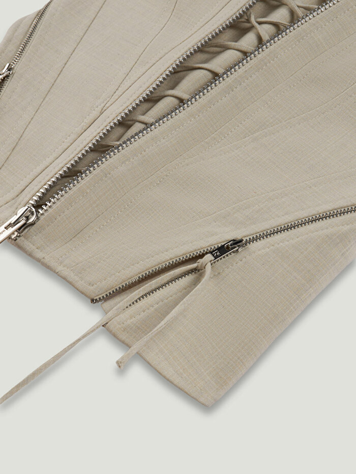 Nocturne Metal Fermuar Detaylı Straplez Büstiyer