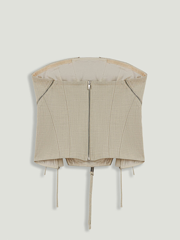 Nocturne Metal Fermuar Detaylı Straplez Büstiyer