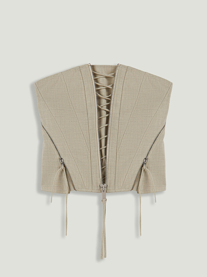 Nocturne Metal Fermuar Detaylı Straplez Büstiyer