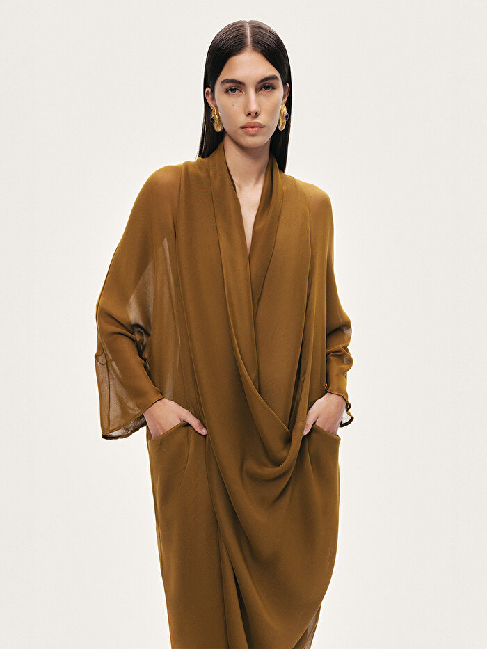 Nocturne Drape Detaylı Midi Elbise