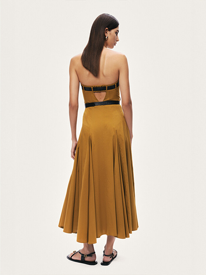 Nocturne Çift Kemerli Straplez Midi Elbise