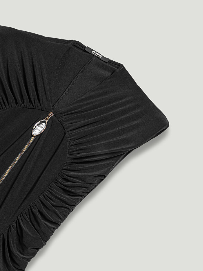 Nocturne Drapeli ve Fermuar Detaylı Maxi Elbise